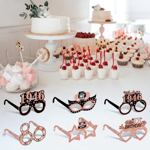 Turypaty 12Pcs 1976 50th Birthday Paper Glasses Decorations for Women - Rose Gold Happy 50th Birthday Paper Eyeglasses Photo Props Gifts, Vintage 1976 50 Years Old Birthday Party Supplies - style: Rose Gold 50th