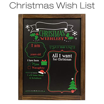 Excello Global Products Wooden Chalkboard 13 by 17 in Photo Frame Christmas Decoration with White Chalks, Version 1, Set of 2 Boards