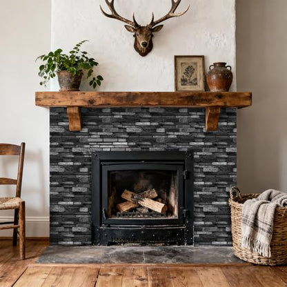 3D Textured Peel and Stick Backsplash Tiles - 20 Sheets 9.69"x4.72" Waterproof Self-Adhesive Tile for Kitchen, Bathroom - Black - color: Black