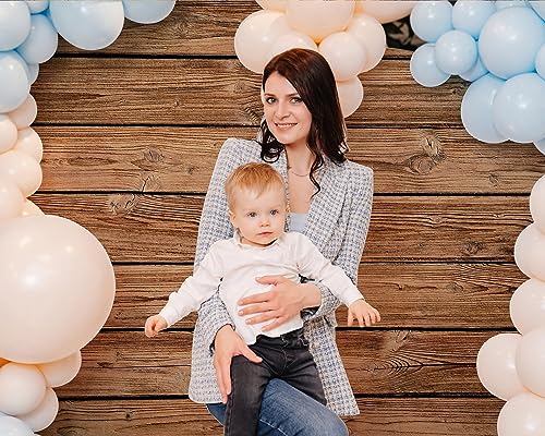 Buryeah Wooden Backdrop Wall Brown Wood Fabric Background Polyester Rustic Photo Backdrop for Photoshoot Baby Shower Wedding Party Photography Supplies(7 x 5 ft) - size: 7 x 5 ft