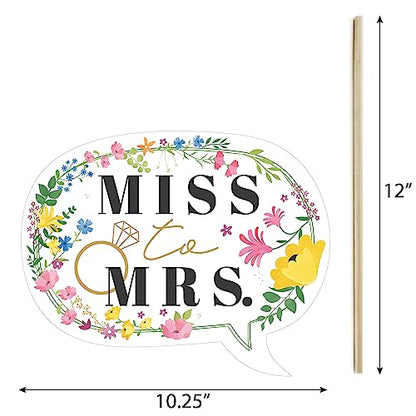 Big Dot of Happiness Funny Wildflowers Bride - Boho Floral Bridal Shower and Wedding Party Photo Booth Props Kit - 10 Piece - color: Wildflowers
