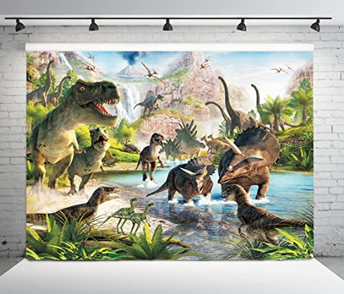 10X8FT Dinosaur Photography Background Dinosaur Party Banner 3D Kids Birthday Decoration Dinosaur Party Backdrops DH-203 Green