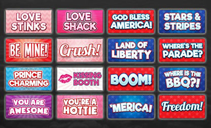 KING PROPS Multicolor Photo Booth Holiday Props 64 Pack, Unique Durable Plastic Beautiful Fun Signs Photo Booth Business and Holiday Occasions, Waterproof Perfect for Valentines, Wedding, Birthday Set