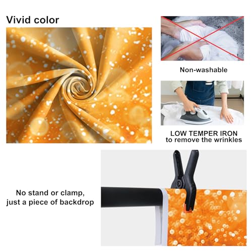 10x8ft Orange Glitters Backdrop Dreamy Warm Light Spot Sparkles Photography Background Wallpaper Decor Thanksgiving Baby Shower Birthday Party for New Baby Kids Portrait Studio Props - size: 10x8ft