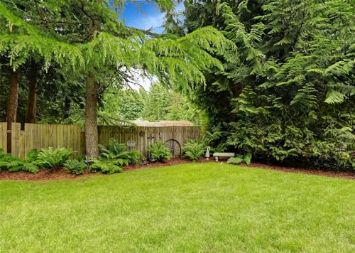 15x10ft Fabric Spring Backyard Backdrop for Photography Green Backyard Area with Wooden Fence and Trim Background for Green Grassland Nature Outdoor Photo Backdrop Kids Adults Studio Props - size: 15x10FT