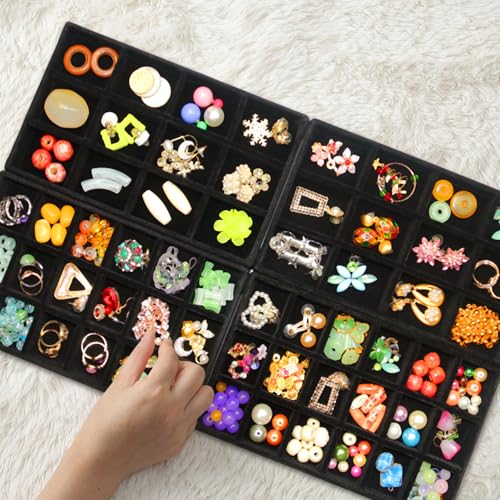 Jewelry Organizer Drawer 8 Set Jewelry Boxes Velvet Jewelry Drawer Organizer Stackable Jewelry Tray for Earring Necklace Display - color: Black, size: 8 Pcs