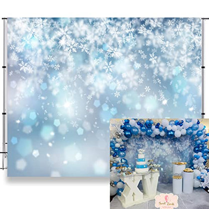Winter Christmas Snow Backdrops for Photography 8x8ft Falling Snowflake Glitter Ice Snow Flakes Photoshoot Background Newborn Kids Baby Adults Wedding Portrait Photo Background Studio Props - size: 8x8ft