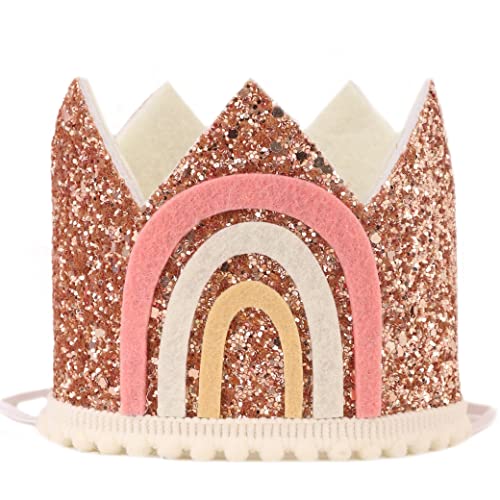 Rose Gold Birthday Crown Hat - Boho1st Birthday Party Deco, Party Hat, Glitter Birthday Crown, Any Age Crown For Girls