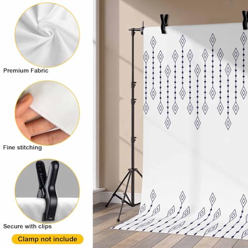 Rhombus Lines Backdrop for Photography, Geometric Boho White Background Photo Backdrop Portrait Background Party Banner Photo Backgrounds for Studio Booth Props, 7x5ft - color: Black White, size: 7x5FT
