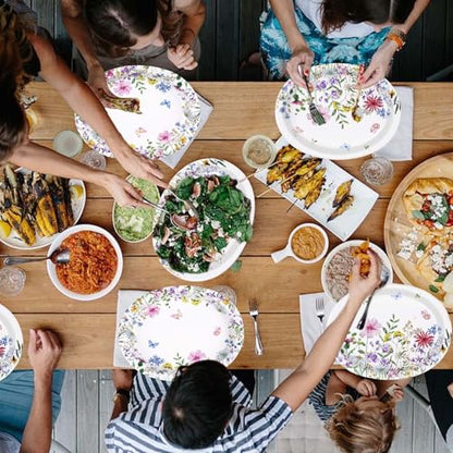 50Pcs Wildflower Oval Paper Plates 10" x 12" Heavy Duty Disposable Watercolor Flowers Butterfly Party Plates Spring Floral Dessert Platters for Wedding Baby Shower Birthday Picnic Tea Party Supplies - style: 50Pcs Wildflower Oval Paper Plates