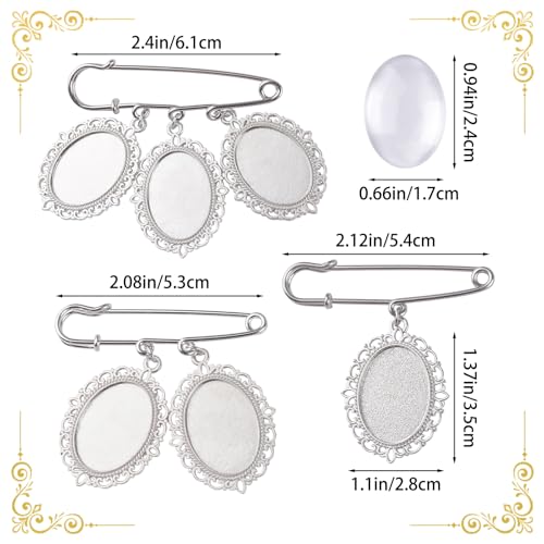 3Pcs Silver Wedding Bouquet Photo Charm Pins, Bouquet Charm for Gift Bridal Shower Graduation Memorial Photo Pin Brooch Making Kit for Mother