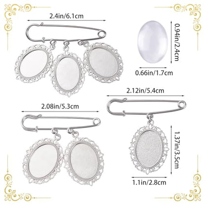 3Pcs Silver Wedding Bouquet Photo Charm Pins, Bouquet Charm for Gift Bridal Shower Graduation Memorial Photo Pin Brooch Making Kit for Mother