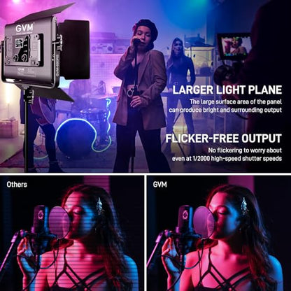 GVM RGB LED Video Light with Lighting Kits, 680RS 50W Led Panel Light with Bluetooth Control, 2 Packs Photography Lighting for YouTube Studio, Video Shooting, Gaming, Streaming, Conference - size: 2 Packs with Lighting Kits
