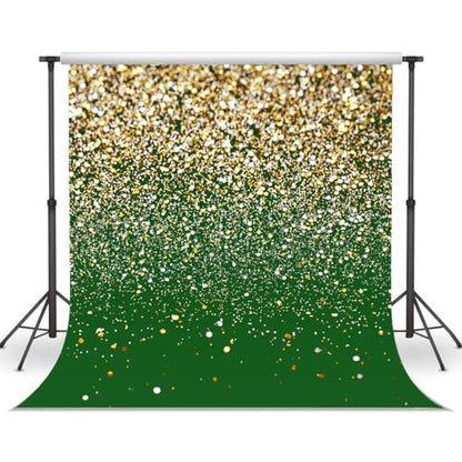 8x8ft Green and Gold Backdrop Birthday Gold Spots Bokeh Wedding Prom Graduation Photography Background X-224 - color: Green, size: 8X8ft