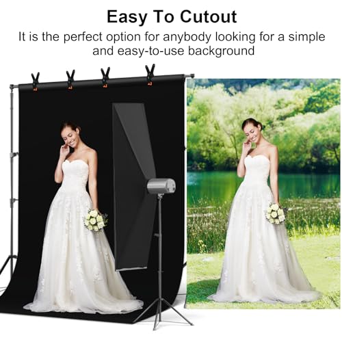 UTEBIT Black White Backdrop Screen 6.5x10ft High Density Polyester Fabric Pure Black and White Photo Backdrop Curtain Screen with 4 Spring Clamps for Photography Photoshoot Portrait Party Video Studio - size: 6.5*10ft
