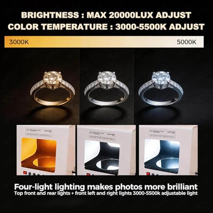 Jewelry Photography Light Box Kit with Adjustable Turntable, 22000Lux Professional Studio Setup for Stunning Gemstone Images, Customizable Speed, for Small Items with Full Accessories(Tv30) - size: Tv30