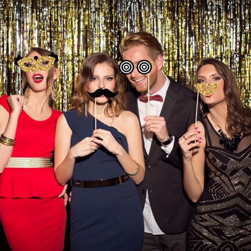 16 PCS Birthday Photo Booth Props Kit, Black & Gold Party Photo Booth Props Set, Easy-to-Assemble DIY Party Shooting Props, Birthday Selfie Props, Prom Photo Booth Prop for Women, Girls - color: 16pcs Photo Booth Props Kit
