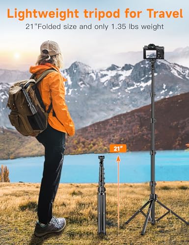 Phone Tripod, 86" Tall Tripod for iPhone with Flexible Gooseneck & Remote, Portable Aluminum Cellphone Stand for Selfies, Video Recording,Travel, Compatible with iPhone Android - size: 86 Inch
