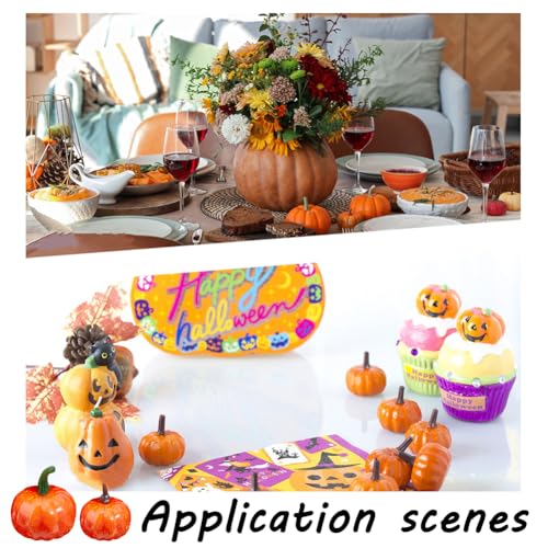 14pcs Mini Artificial Pumpkins Faux Fall Harvest Realistic Kitchen Pumpkins Lifelike Simulation Home Decor for Table Cabinet Halloween Thanksgiving Party Fruits Photography Prop
