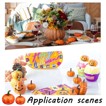 14pcs Mini Artificial Pumpkins Faux Fall Harvest Realistic Kitchen Pumpkins Lifelike Simulation Home Decor for Table Cabinet Halloween Thanksgiving Party Fruits Photography Prop