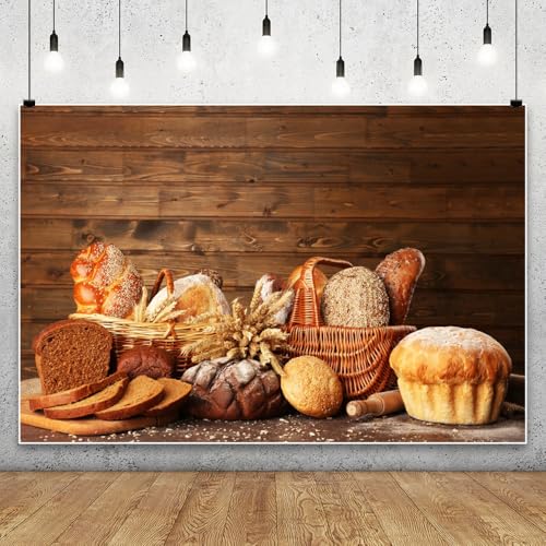 YongFoto Bakery Baking Backdrop 8x6.5ft Bake House Bread Basket Wheat Ears Vintage Photography Background Kids Birthday Party Banner Baby Baker Portrait Photoshoot Wallpaper Photo Studio Booth Props - color: Style 4, size: 8ftx6.5ft