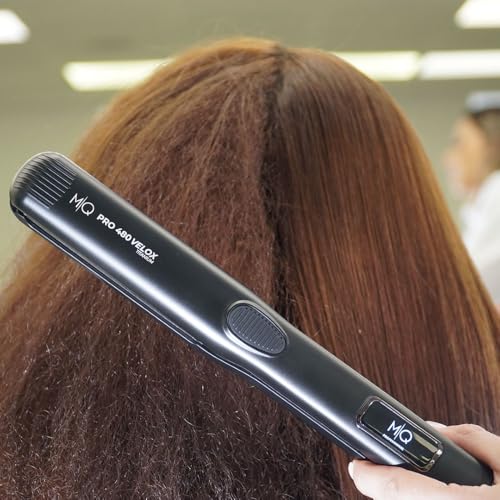 MQ Professional Hair Straightener - Pro 480 Velox Titanium Flat Iron - Brazilian Expertise - Fast Heating, Ergonomic Design – Ideal for Professional Use