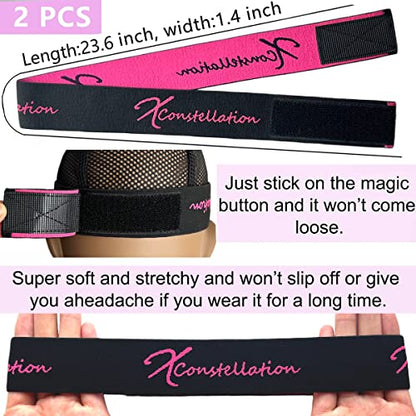 Elastic Wig Bands for Edges, Baby Hair, Keeping Wigs in Place, and Sewing Edges - 2 PCS, BlackPink - color: Black+Pink, size: 1 Count (Pack of 4)