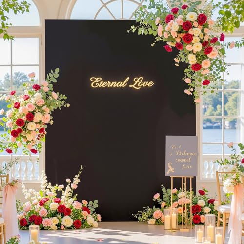 Square Arch Backdrop Covers 6.6FT x 5.2FT Black Wedding Arch Cover Stretchy Backdrop Fitted Balloon Arches Covers Spandex for Birthday Party Baby Shower Anniversary Ceremony Banquet Decoration - color: Black