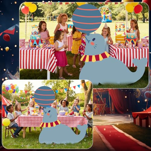 Colingmill Carnival Circus Party Decoration 3ft Circus Theme Birthday Party Supplies Seal Show Cardboard Cutout Standup Photo Booth Backdrop Props Life Size for Birthday Carnival Game Weddings Events - style: Seal Show