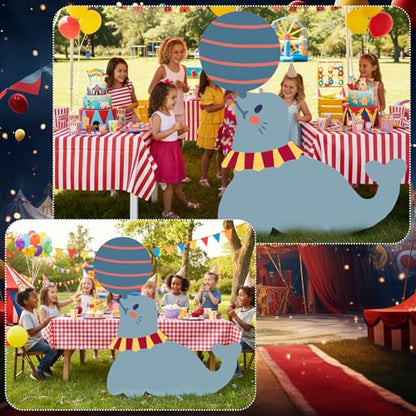 Colingmill Carnival Circus Party Decoration 3ft Circus Theme Birthday Party Supplies Seal Show Cardboard Cutout Standup Photo Booth Backdrop Props Life Size for Birthday Carnival Game Weddings Events - style: Seal Show
