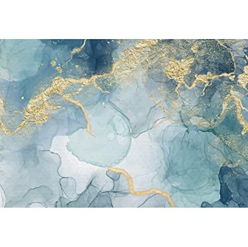 Leyiyi 5x4ft Blue and Gold Marble Texture Backdrop Banner Ink Painting Blooming Textured Luxury Gold Fluid Powder Abstract Art Background for Photography Video Shoot Wallpaper Photo Booth Props - color: Gold, Blue, size: 5x4ft