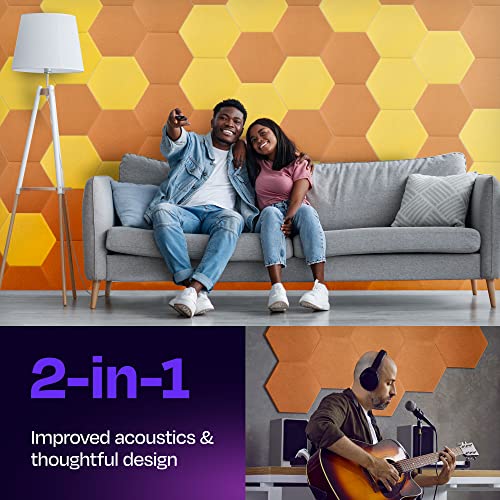 Acoustic Panels 12-Pack Soundproof Wall Panels 14"X12.1"X0.4" Sound Panels High Density Sound Dampening Panels - [70'S Orange Hexagon] - color: 70'S Orange, size: Large Hexagon 12 Pack
