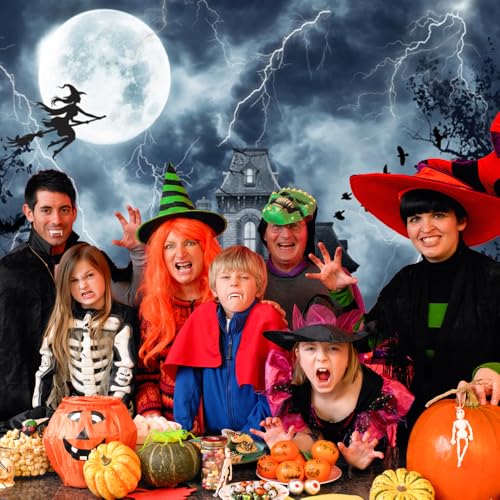 10x8ft Halloween Hunted House Backdrop for Photography Spooky Ghost Witch Backdrop Scary Moon Night Creepy Cemetery Background Photo Prop Halloween Tapestry for Wall - color: Black 25779