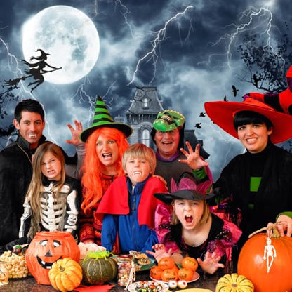 10x8ft Halloween Hunted House Backdrop for Photography Spooky Ghost Witch Backdrop Scary Moon Night Creepy Cemetery Background Photo Prop Halloween Tapestry for Wall - color: Black 25779