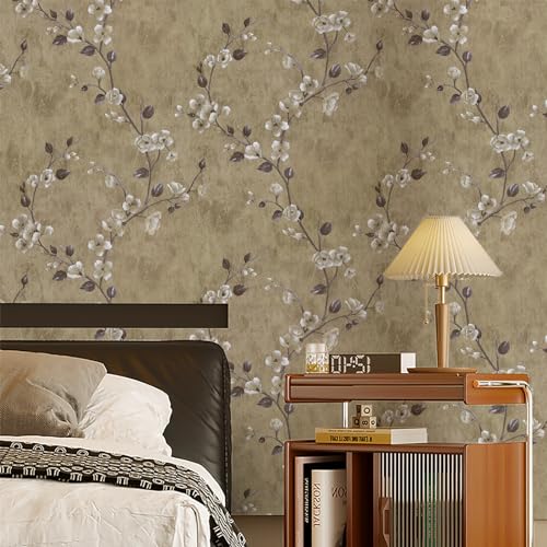 Floral Peel and Stick Wallpaper Flower Tree Contact Paper A Set of 17.5"x1200" Self Adhesive Removable Modern Yellow Wall Paper Decorative Wall Covering Countertop Vinyl Film Roll - color: Yellow, size: 17.5" x 1200"