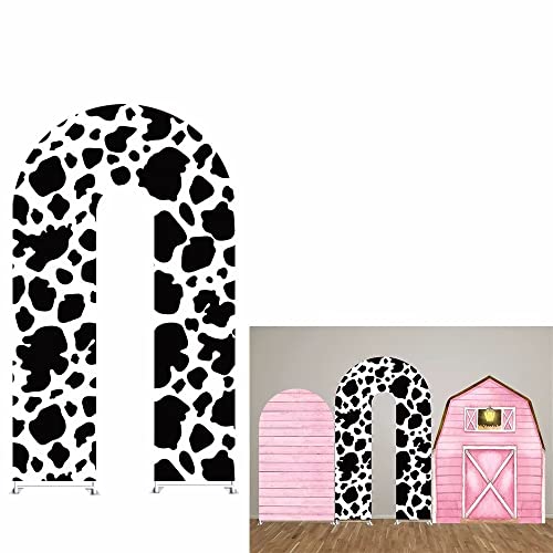 HUAYI N Shape Cow Pattern Arch Backdrop Cover Girl Pink Farm Parties Chiara Backdrops Decorations Arched Wall Covers Stands Display Props Farm Party Banner GX244 4ft * 7ft - color: Gx244-arch Cover, size: W4ft by H7ft (120cm by 210cm)