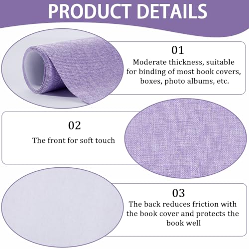 CRASPIRE 51x11.8 Linen Book Cloth Light Purple Lilac for Books Binding Fabric Surface Paper Backed Bookcover Woven Cloth Books Album Scrapbooking Archival Covering Protector Bookbinding Supplies - color: Lilac