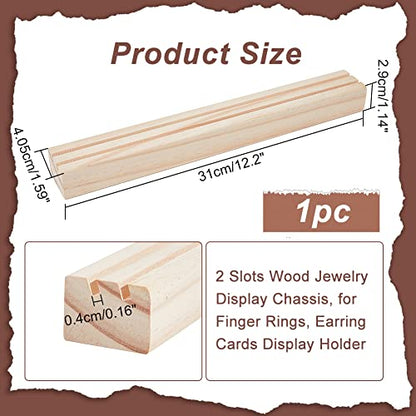 NBEADS Wood Earring Display Stands, 2 Slots Long Jewelry Earring Ring Display Holder Wood Earring Card Holder Business Card Holder Display for Home Office Retail Store, 12.2x1.6 - color: 2 Slots-BurlyWood-12.2x1.6"