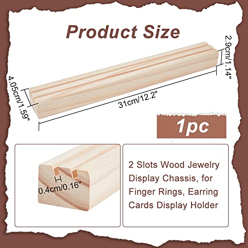 NBEADS Wood Earring Display Stands, 2 Slots Long Jewelry Earring Ring Display Holder Wood Earring Card Holder Business Card Holder Display for Home Office Retail Store, 12.2x1.6 - color: 2 Slots-BurlyWood-12.2x1.6"