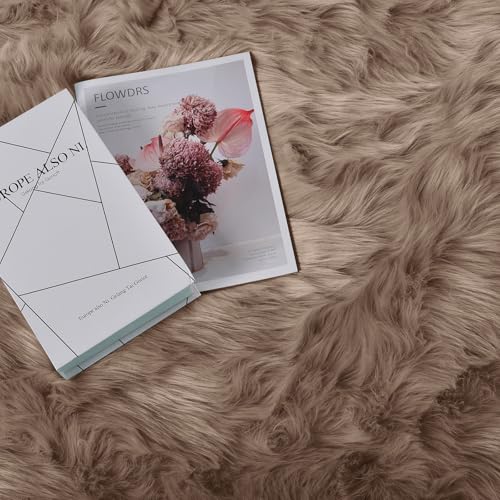 Goolela Faux Sheepskin Fur Runner Rug Light Brown Beige Fluffy Bedside Rug for Bedroom 2x6 Furry Fuzzy Rug Runner Washable Playroom Office Sheepskin - color: Beige, size: 2' x 6' (Sheepskin)