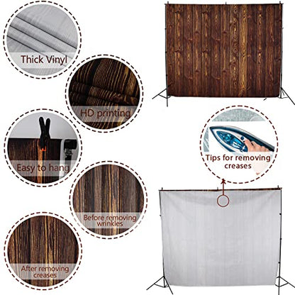 Wood Backdrops for Photography 10x8ft Brown Rustic Old Wooden Board for Birthday Party Wedding Baby Shower Photo Background Dark Brown Wood Plank Wall Backdrop Gender Reveal Decorations Studio Props