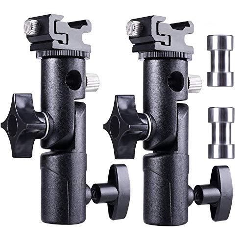 FOTYRIG Camera Speedlite Mount Flash Stand Bracket Umbrella Holder Shoe Mount Compatible with Nikon Pentax Olympus Nissin Metz and Other Speedlite Flashes E Type-2 Pack