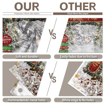Fabric 10x8ft Merry Christmas Winter Bokeh Photography Backdrop North Pole Forest Snow Xmas Tree Background Santa Party Decoration Holiday Photo Banner Props - size: 10'x8'