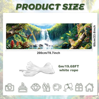 VBS 2026 Rainforest Falls Banner Backdrop Rainforest Falls VBS Party Decoration 6.6 x 2ft Tropical Jungle Safari Photo Backdrop Safari Wild Animals Hanging Banner for Sunday School Class Party Props
