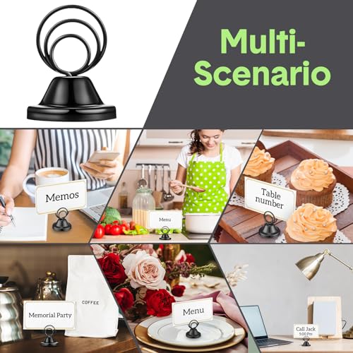 Fulmoon 24 Pcs Mini Table Number Holders Place Card Holders 1.5 Inch Steel Table Sign Stands for Wedding Graduation Reception Restaurant Home Photo Picture Office Memo(Black) - color: Black