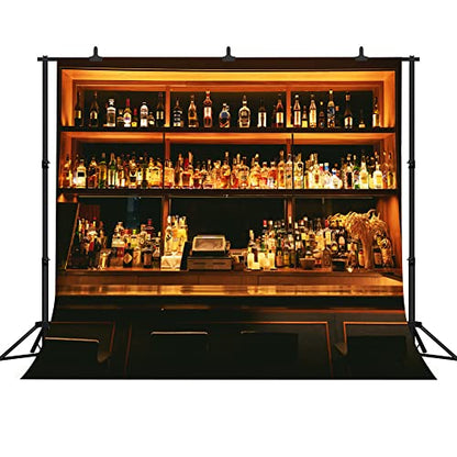 Bar Backdrops for Photography Vinyl 8x8FT Schnapps Wine Dinks Alcohol Cafe Restaurant Drink Shelf Photo Backgrounds Wall Paper Room Mural Props BJLSPH1943 - size: 8x8ft