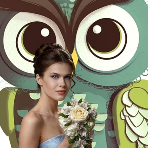 Cartoon Green Cute Owl Backdrop Background for Photography 5x7ft Photobooth Professional Photo Backdrop Curtains Video Photography Studio Photo Backgrounds Banner Booth Background Screen Parties - color: Cartoon Green Cute Owl
