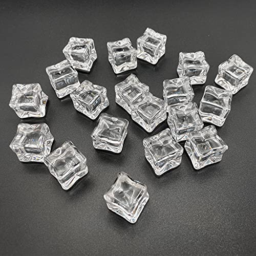 Fake Ice Cubes, 50 PCS 0.8" Fake Ice, Artificial Acrylic Crystal Diamonds for Vase Fillers, 20 mm Plastic Ice Cubes for Party, Wedding - color: 20 MM-50PCS