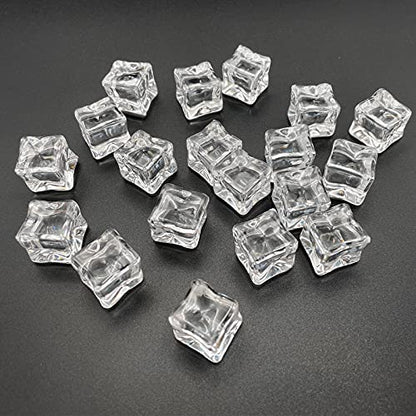 Fake Ice Cubes, 50 PCS 0.8" Fake Ice, Artificial Acrylic Crystal Diamonds for Vase Fillers, 20 mm Plastic Ice Cubes for Party, Wedding - color: 20 MM-50PCS