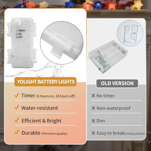 YOLIGHT 4th of July Decorations, Red White Blue Lights Star String Lights Battery Operated 6.5FT 10 LED Patriotic Fairy Light with Timer for Independence Day Memorial Day Decor, Indoor & Outdoor - style: Patriotic Stars